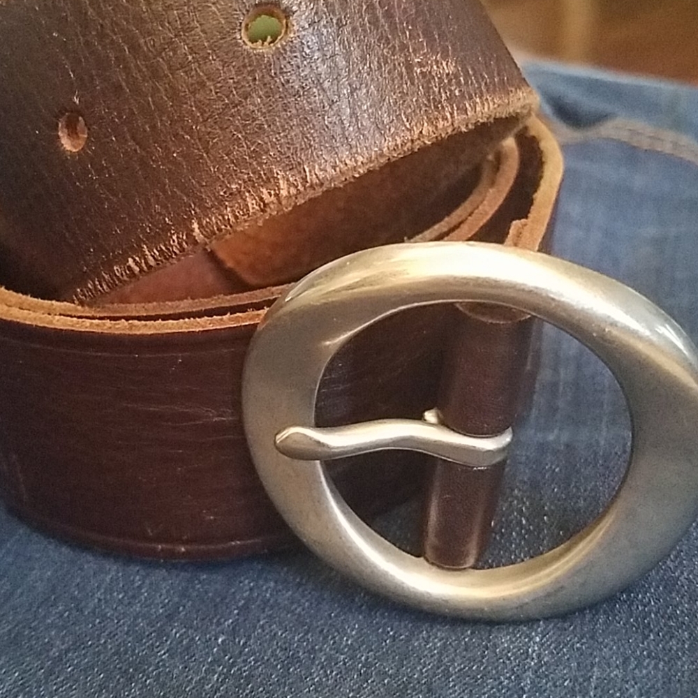 Rustic brown leather belt